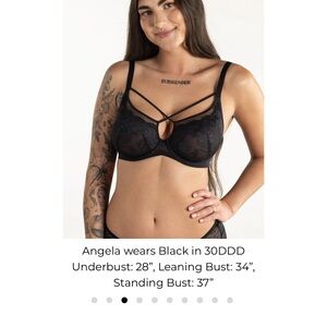Black Lace Balconette Bra with Strappy Details